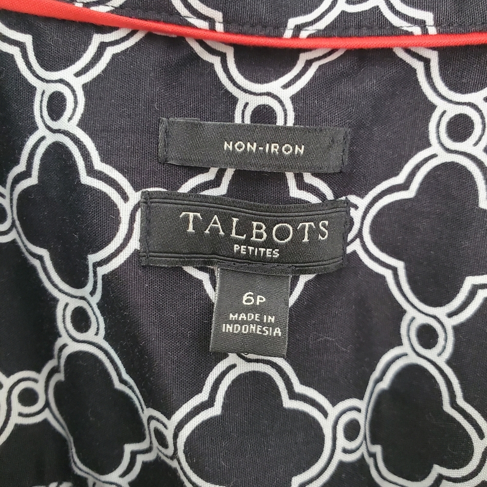 Talbots Black And White Patterned Button Down Shi… - image 2